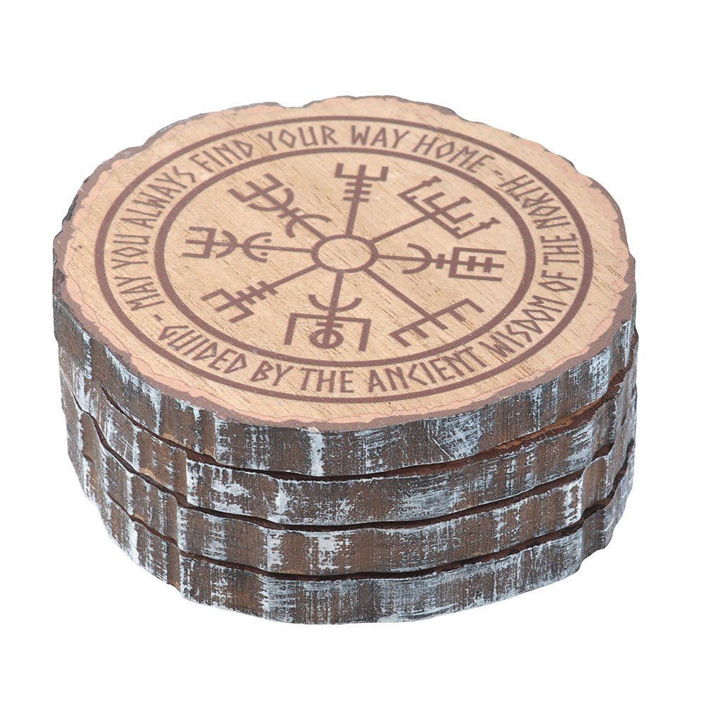 Norse Mythology Wooden Sliced Coasters - 4 pack