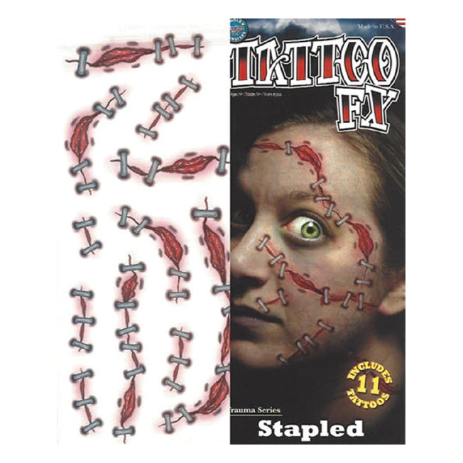 Trauma - Stapled Horror Faux Tattoo