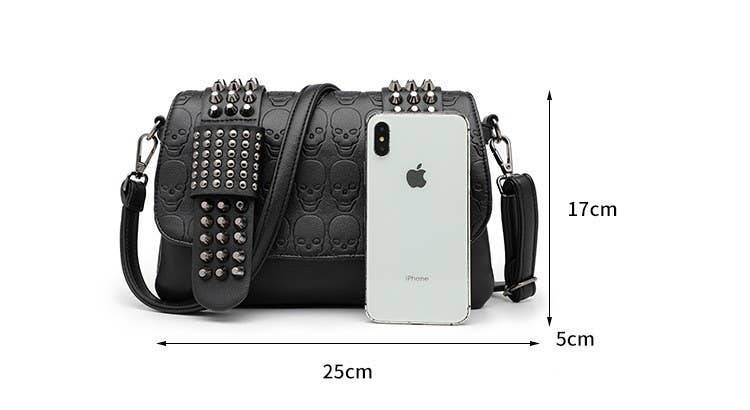 For Crypt's Sake Studded Skull Shoulder Bag