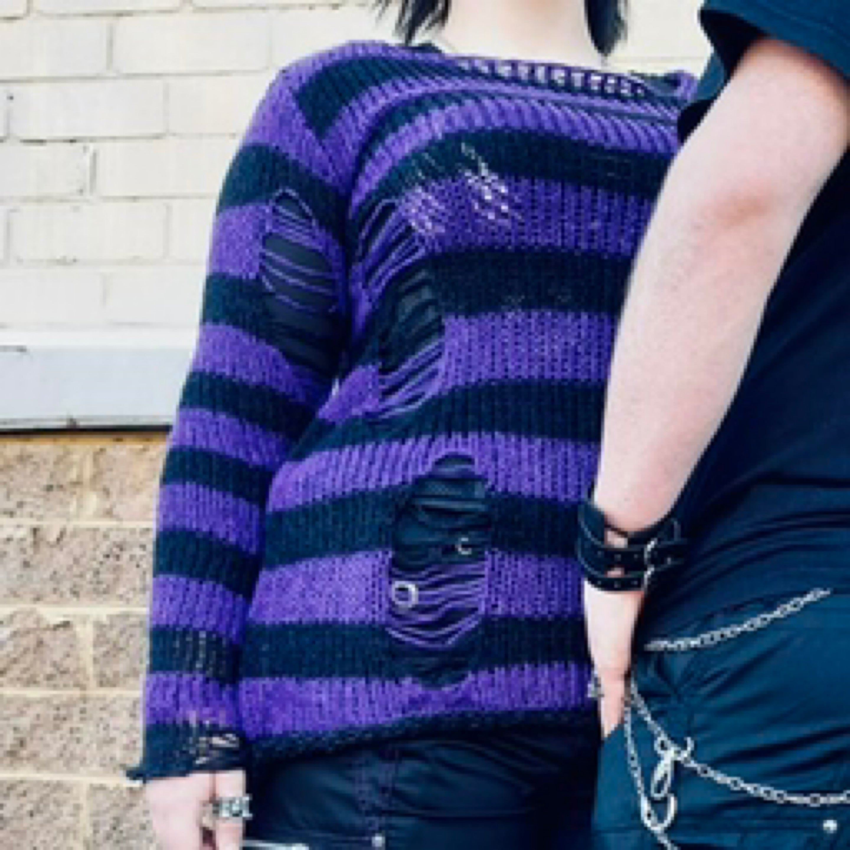 Slasher Distressed Sweater - Violet Noir