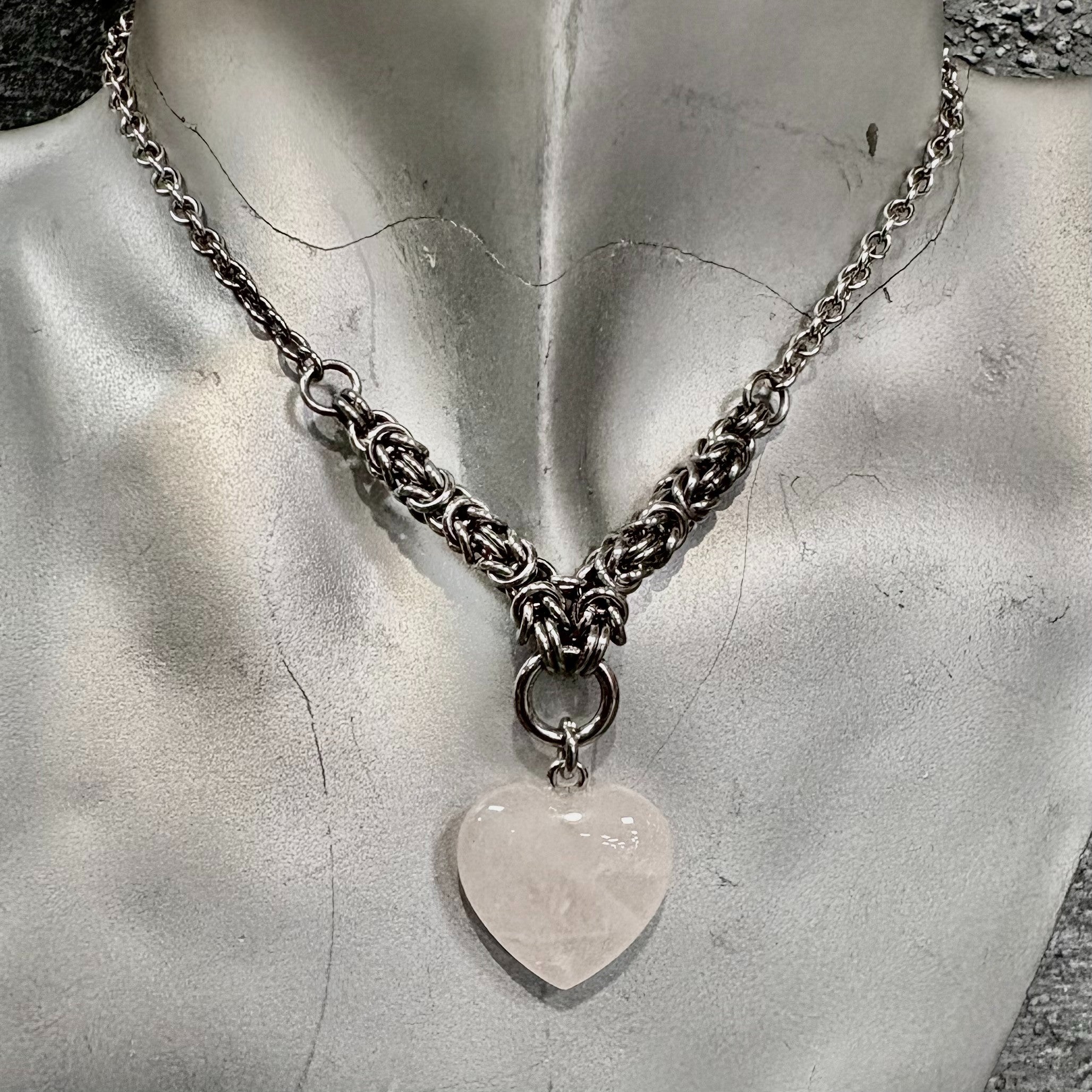 Gem's Embrace Rose Quartz Heart Necklace