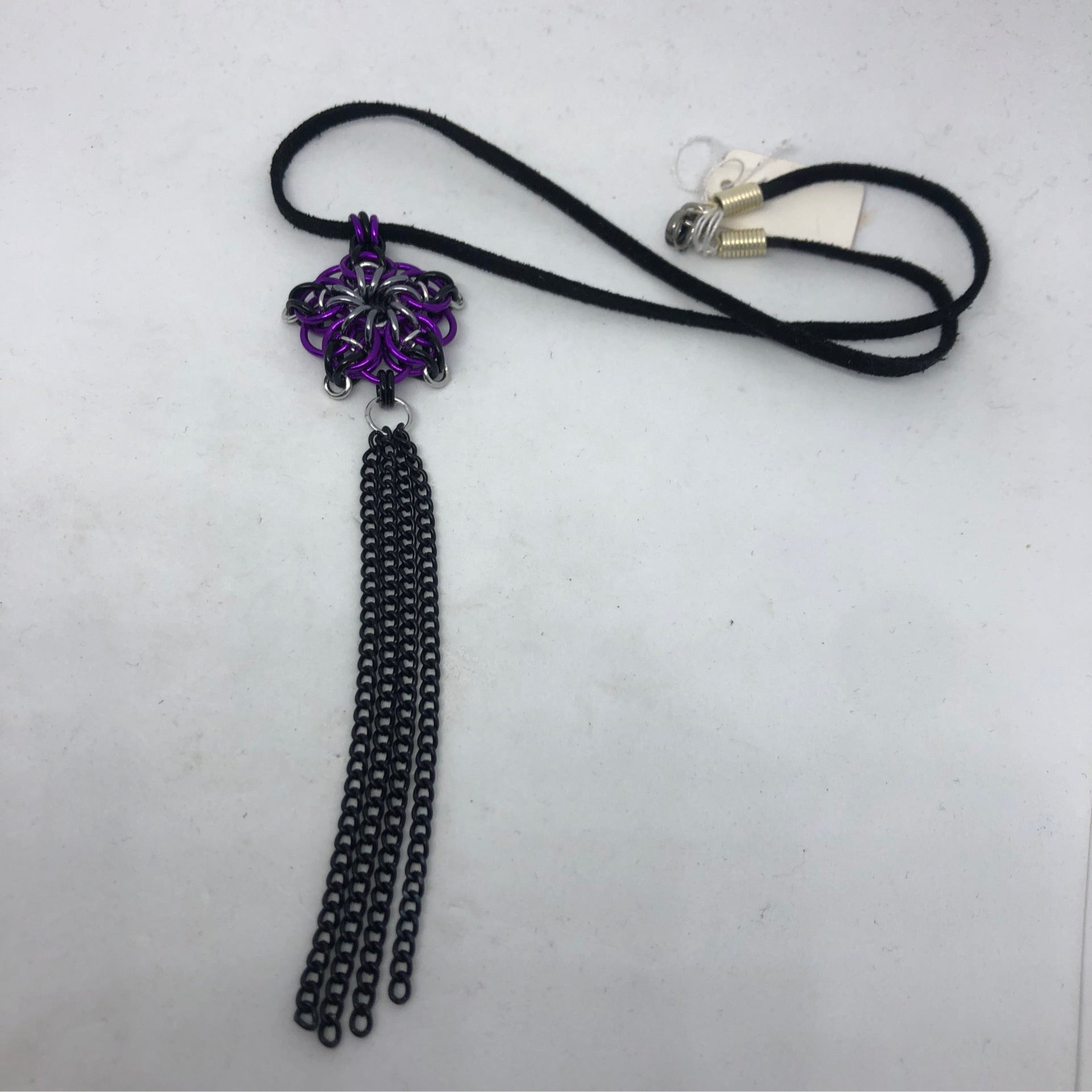 Gothic Goddess Veg Suede & Aluminium Celtic Flower Pendant