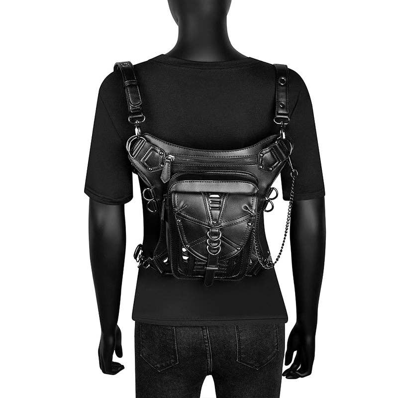 Punk Style Rivet Chain Bag: Black