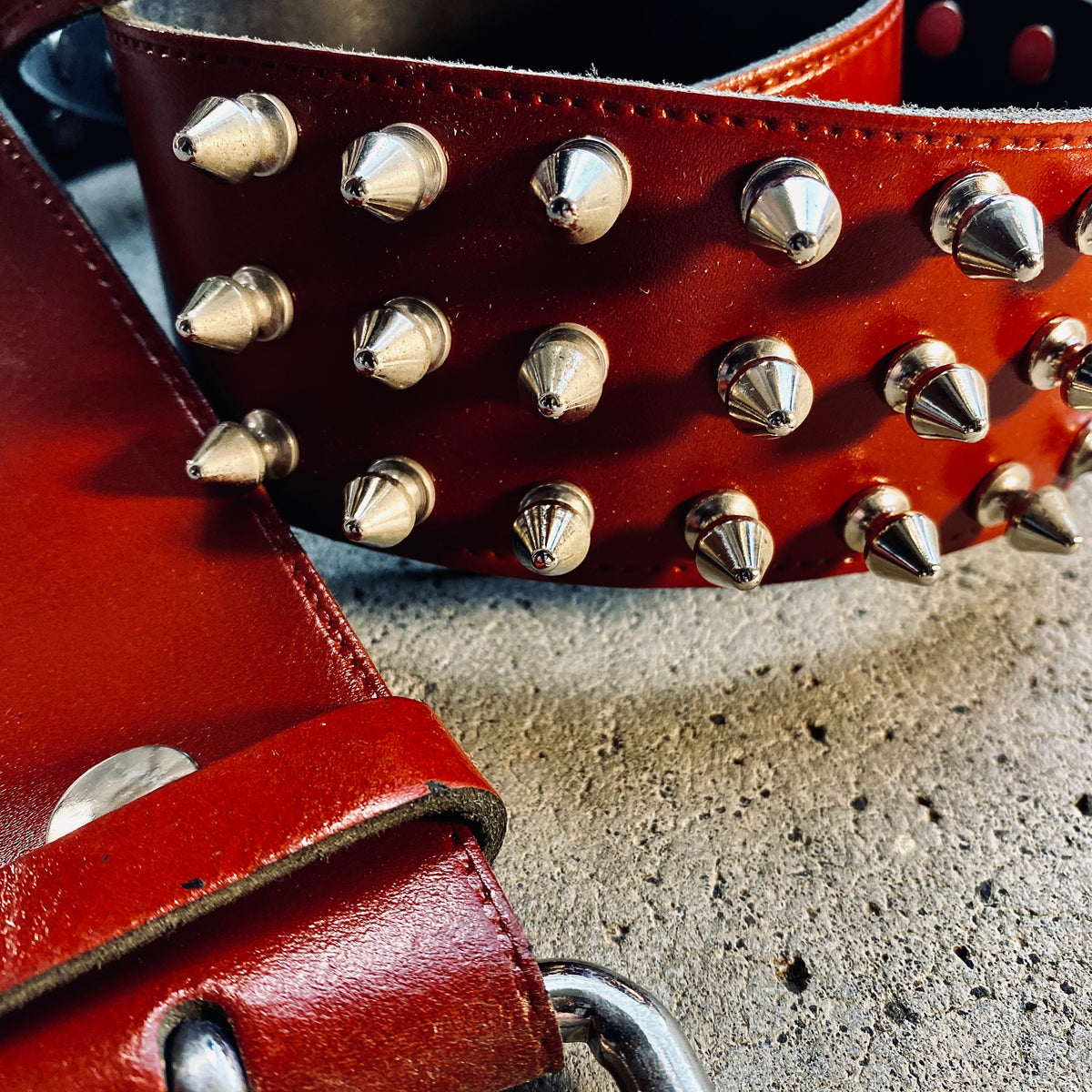 Crimson Wraith Spike Leather Belt