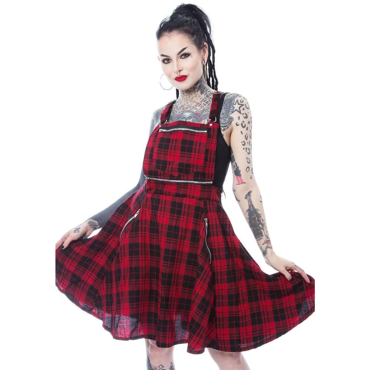 Maude Red Tartan Pinafore