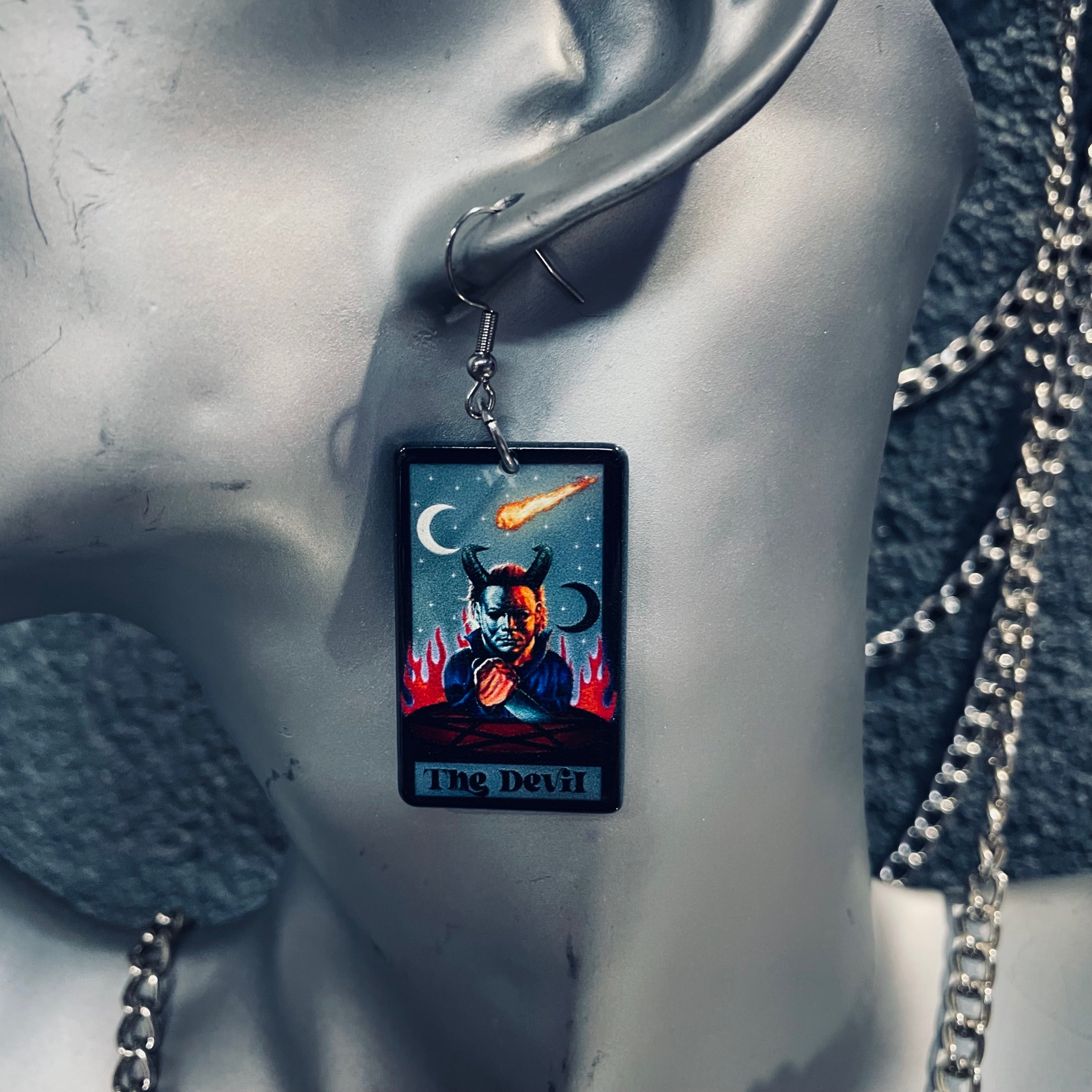 Horror Tarot Devil Earrings