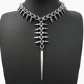 Skeletal Remains Spiked Stainless Steel Necklace