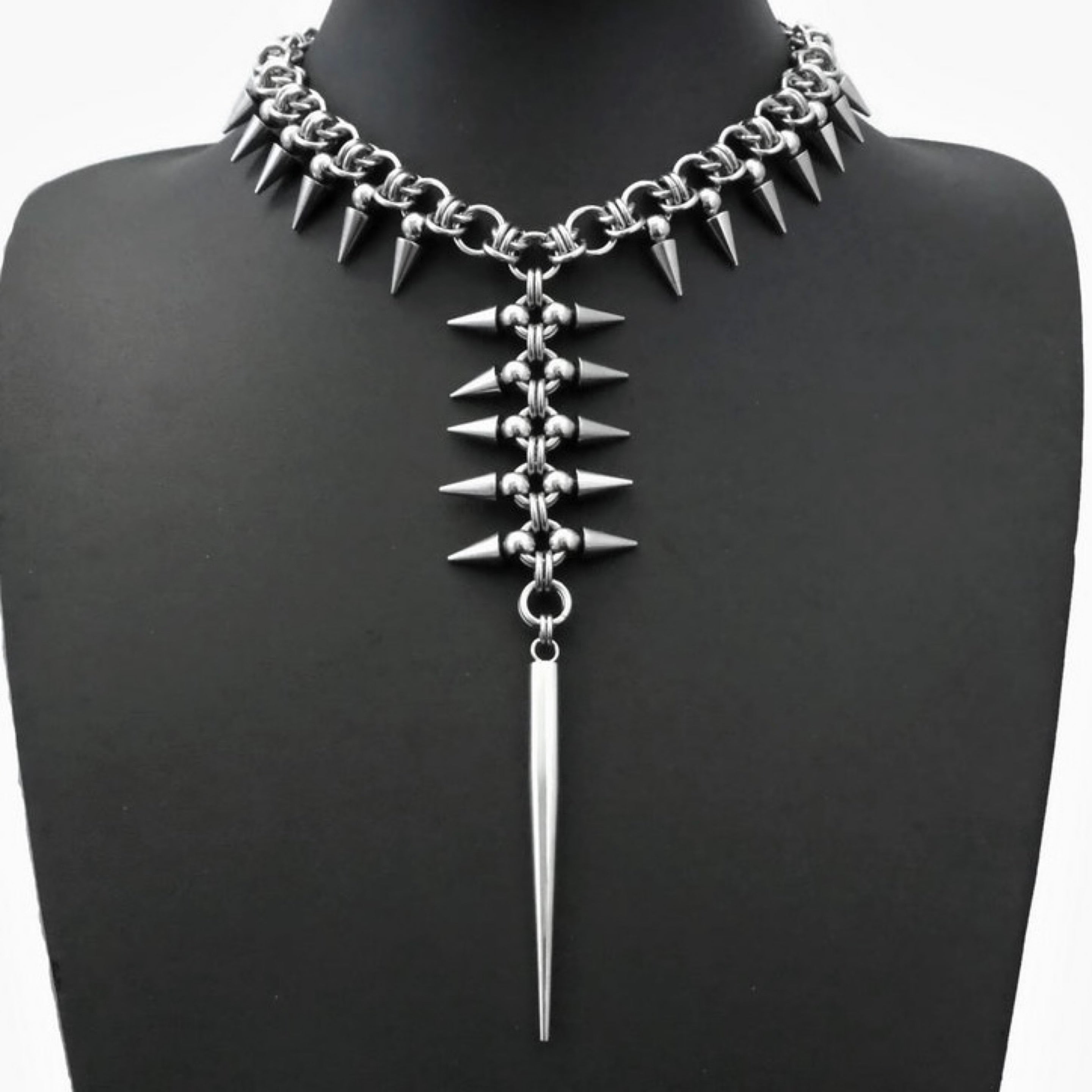 Skeletal Remains Spiked Stainless Steel Necklace