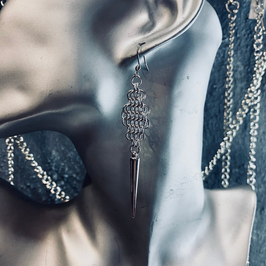 Chainmaille Diamond Shield Armour Earrings