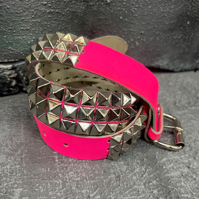 Glaminator Hot Pink Studded Leather Belt (Medium)