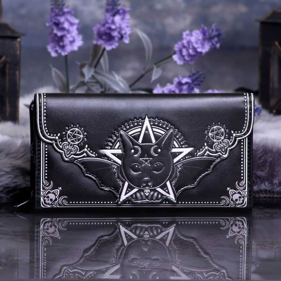 Malpuss Black Bat Cat Embossed Wallet