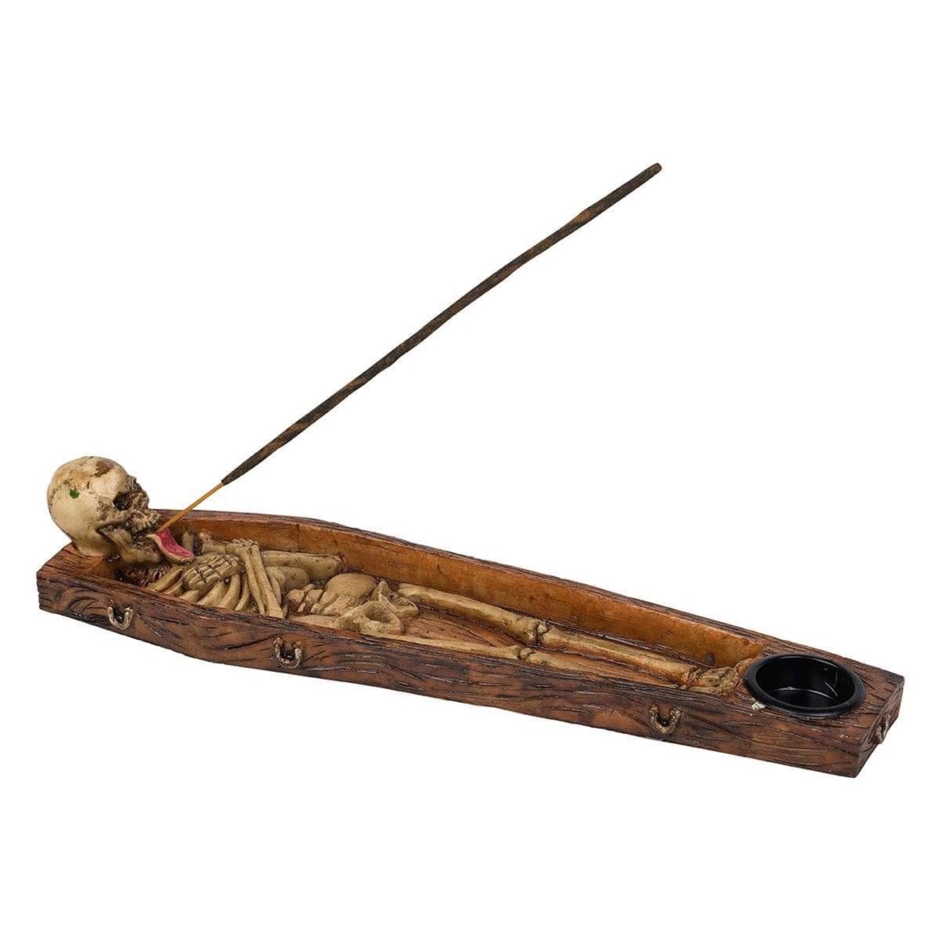 Skeleton In Coffin Incense Holder