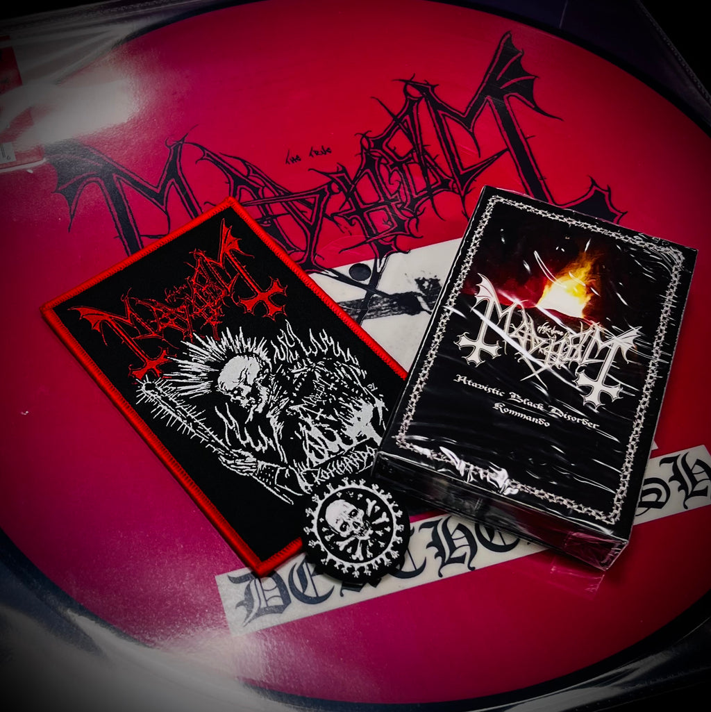 MAYHEM Atavistic Black Disorder/ Kommando Cassette with Patch and Badge (2021)