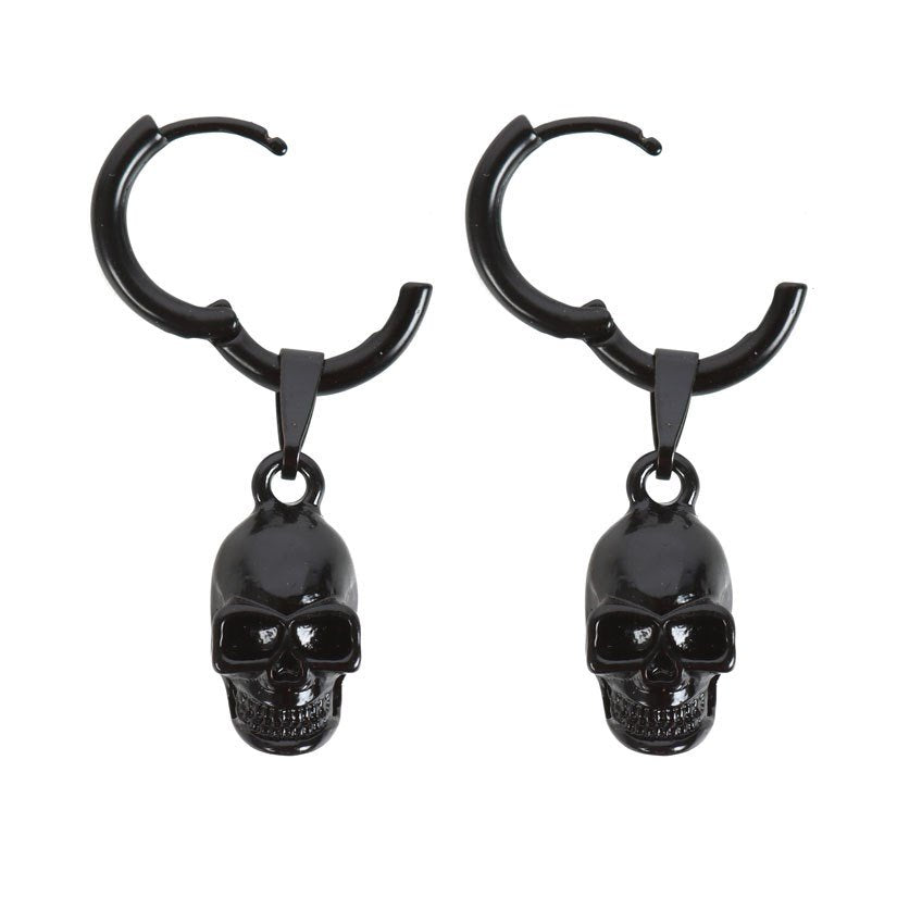 Black Obsidian Skull with Stainless Steel Earring