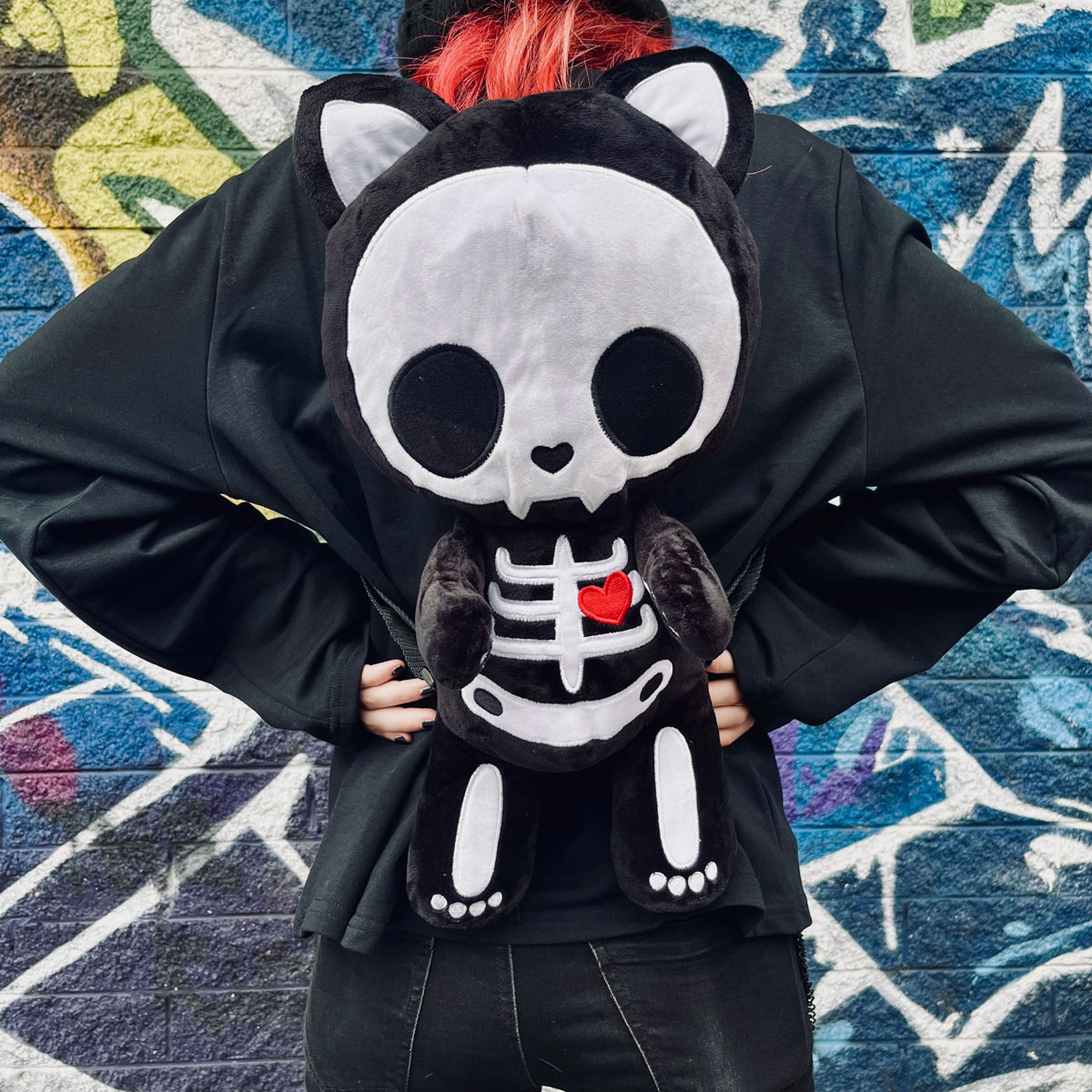 Skele Kitty Plushy Cat Backpack