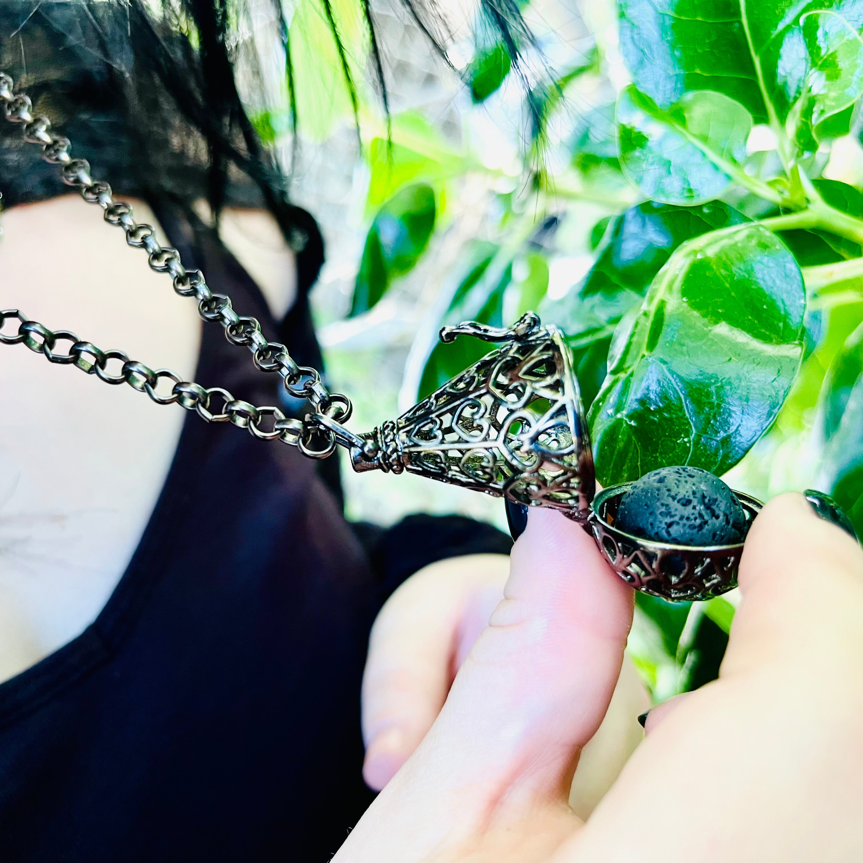 Perfume Lava Cage Necklace