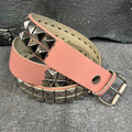 Deuce Studded Pink Blush Leather Belt (X/Large)
