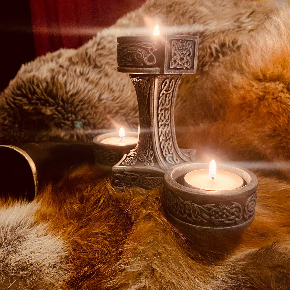 Thor's Hammer Tea Light Candle Holder