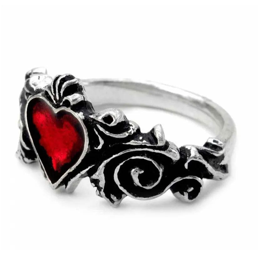 Betrothal Red Gothic Heart Ring