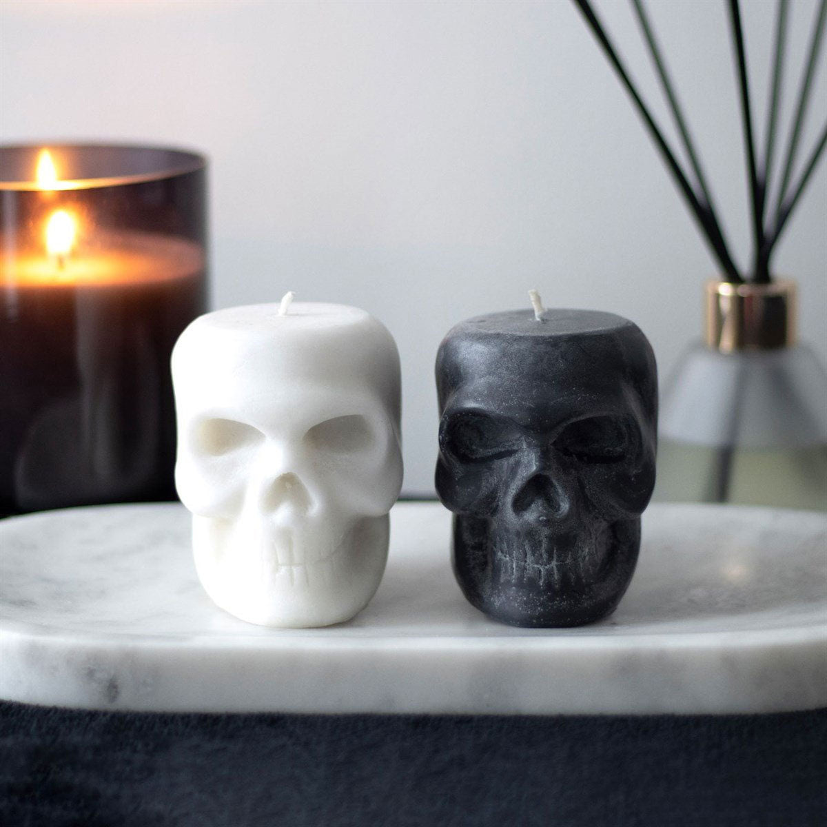 Dark Matter Black Skull Candle