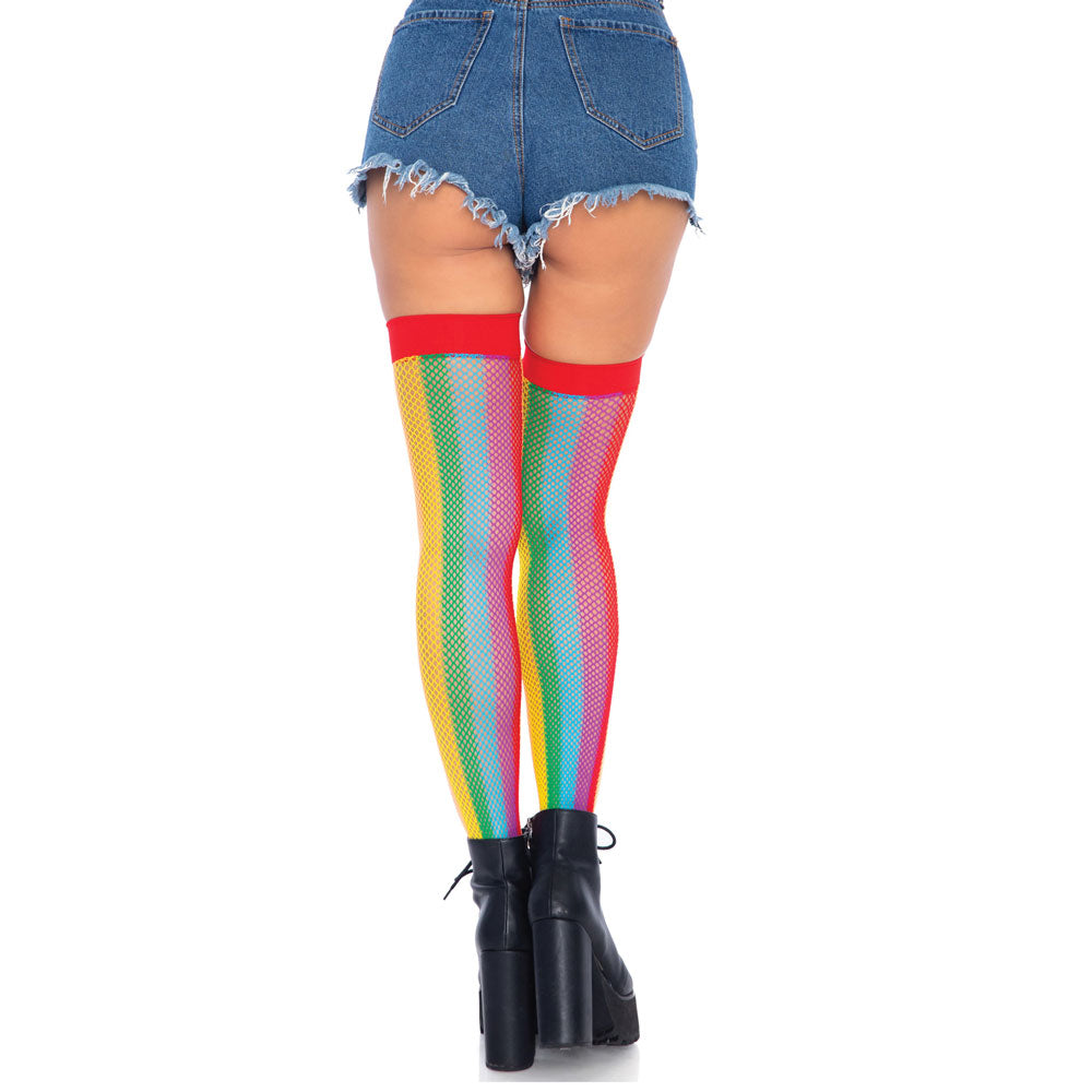 Say it Proud Rainbow Fishnet Thigh Highs