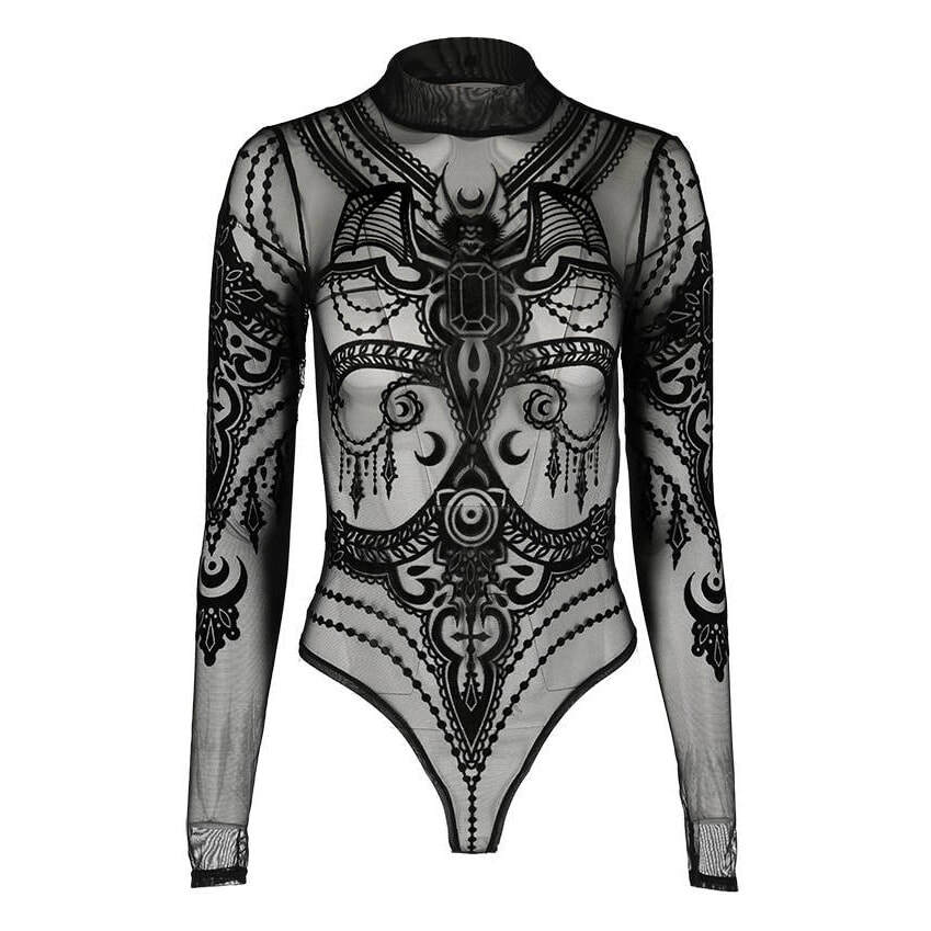 Jewel Bat Mesh Bodysuit