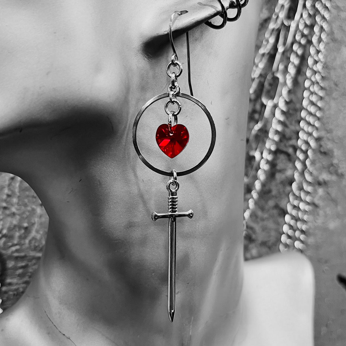 Crimson Wrath Heart of Honour Earrings