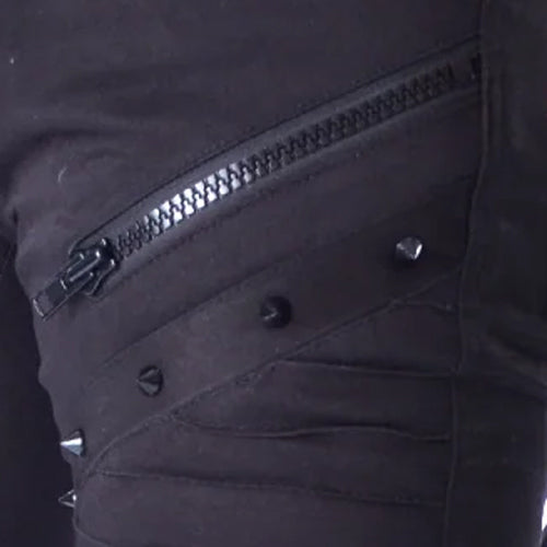 Black Chrome Skinny Leg Spike Pants