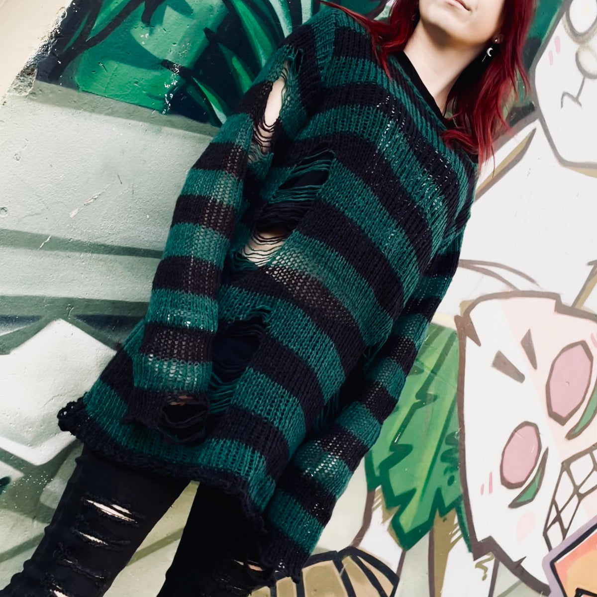Slasher Distressed Sweater - Envy Noir