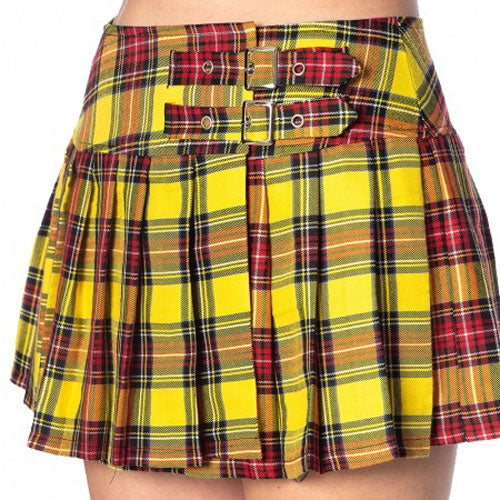 Dark Doll Laburnum Yellow Tartan Mini Skirt