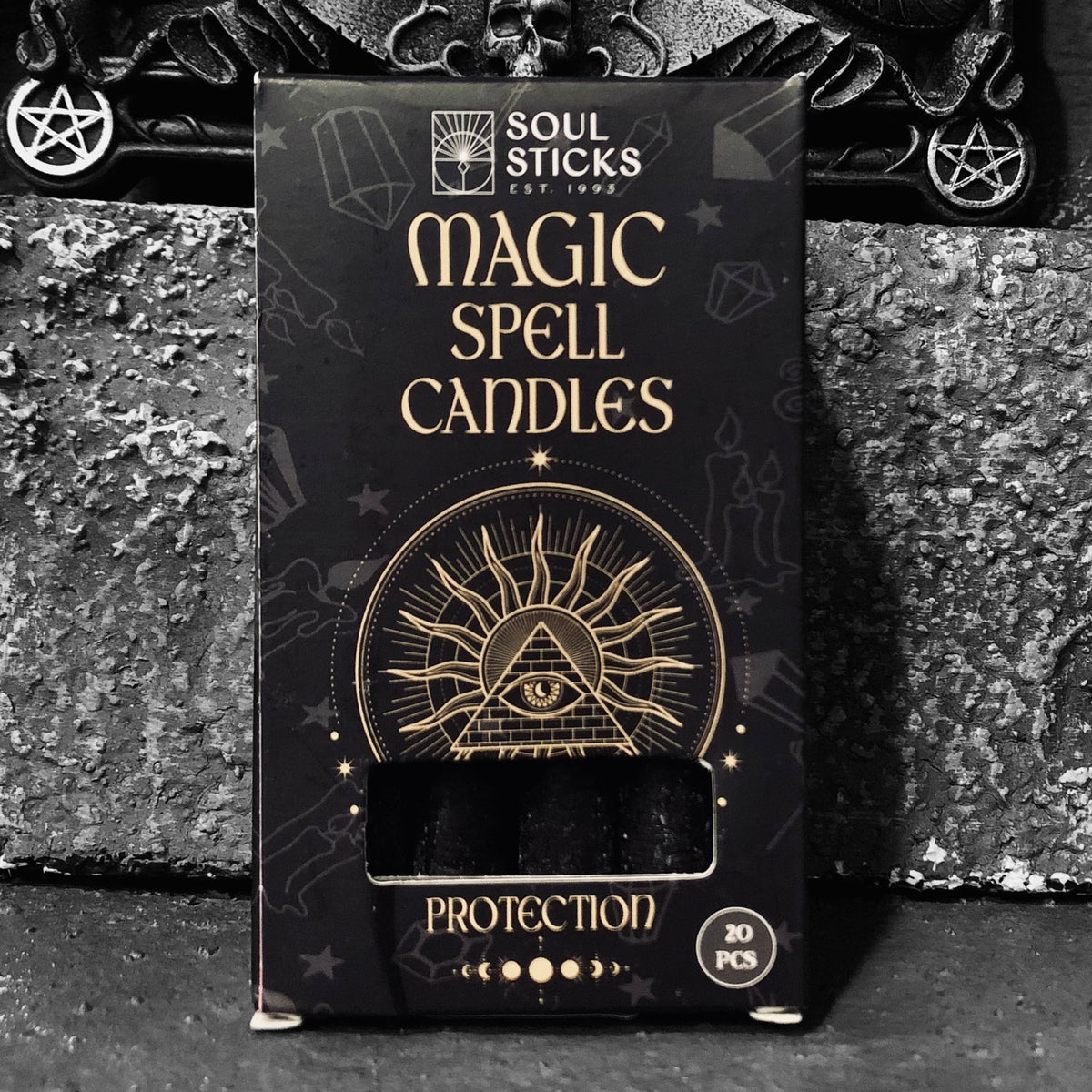 Spell Ritual Mini Candles - 20pk Protection: Black