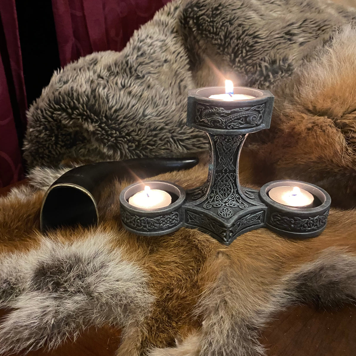 Thor's Hammer Tea Light Candle Holder