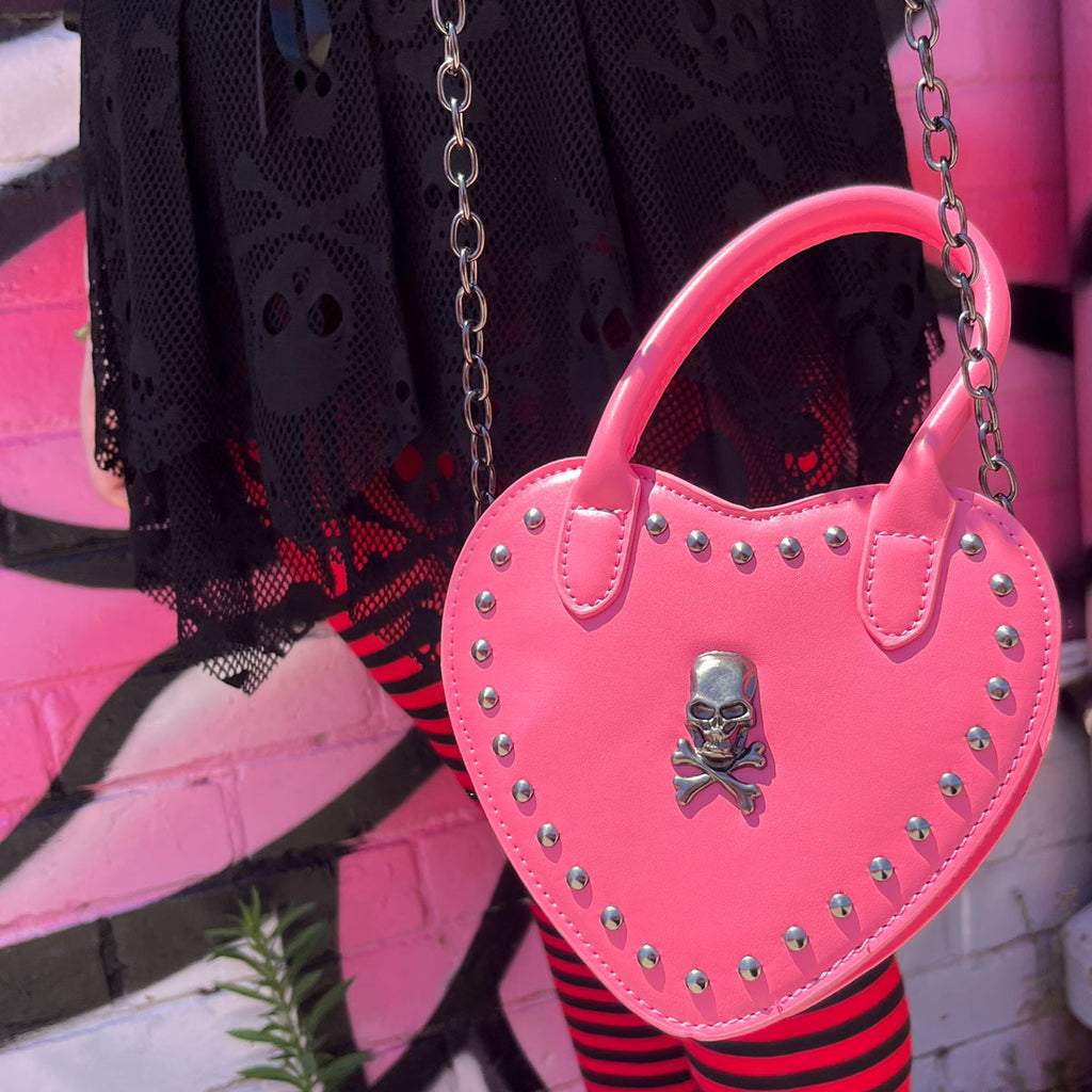 Candy Skullcrush Heart-Shaped Crossbody Bag