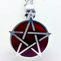 Ritual Hex Blood Red Skull Pentagram Necklace P254