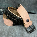 Deuce Studded Grunge Pink Leather Belt (Medium)