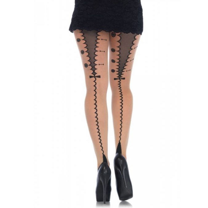 Coraline's Button Zombie Stitch Cuban Heel Tights