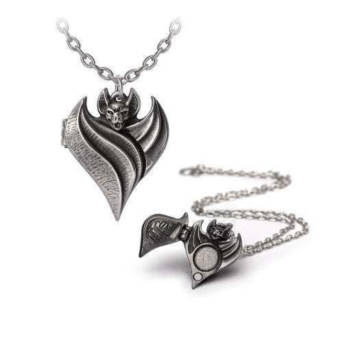 Darken Heart Bat Locket Necklace