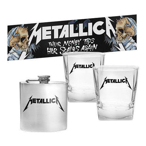 METALLICA Bar Mat, Glasses and Flask Gift Set