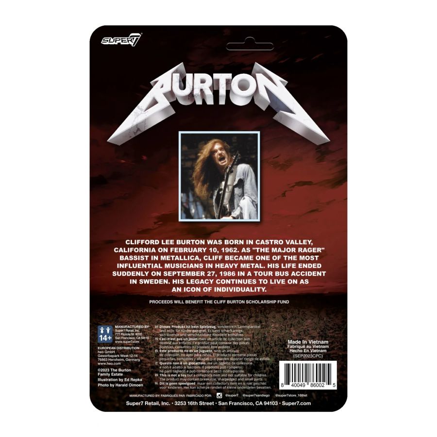 Cliff Burton (Flannel shirt) Reaction 3.75 Figure