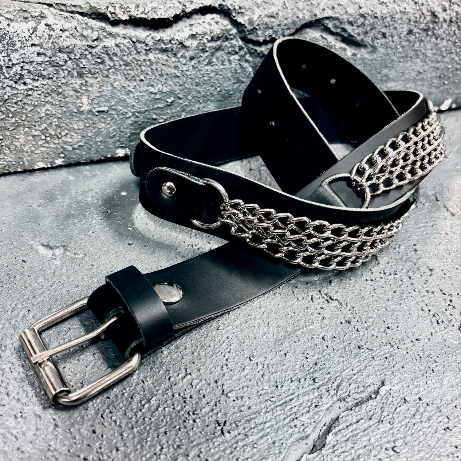 Chained Misery Studded Leather Belt