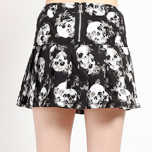 Shadow Skull Mary Chain Pleated Skirt