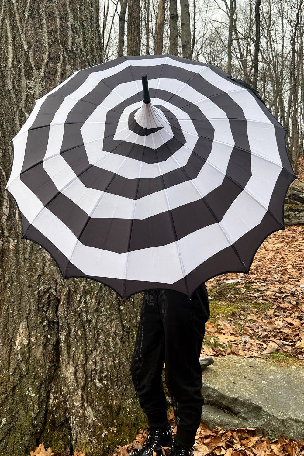 Batwing Spooky Ghostly Spiral Pagoda Umbrella