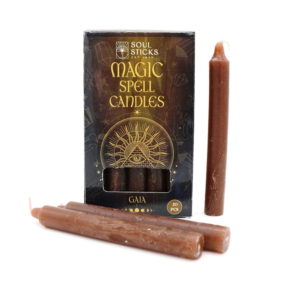 Spell Ritual Mini Candles - 20pk Gaia Earthly Brown