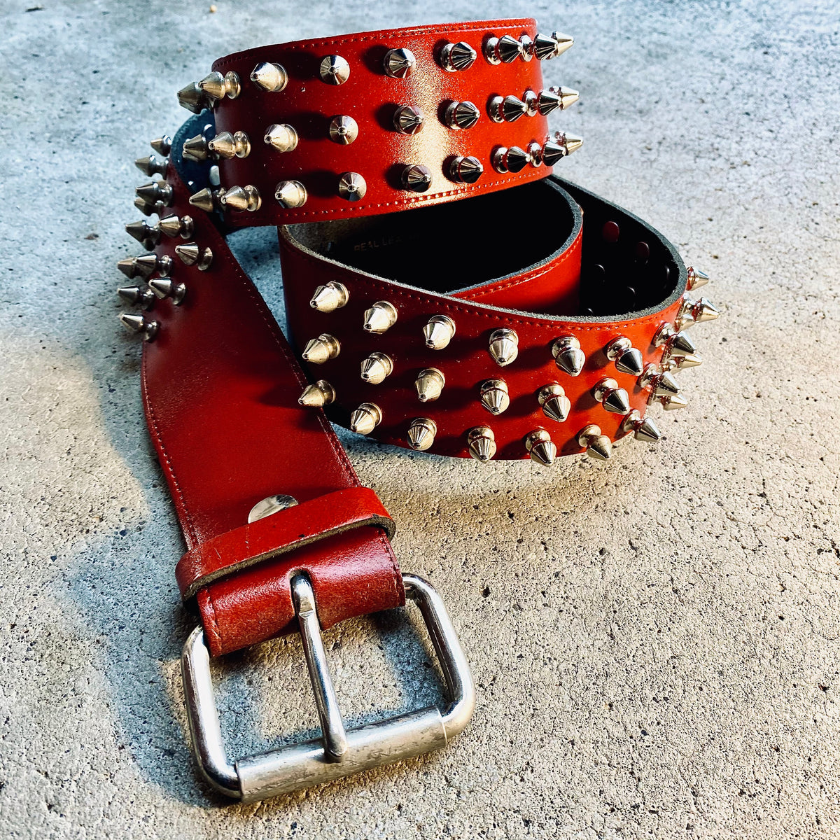 Crimson Wraith Spike Leather Belt