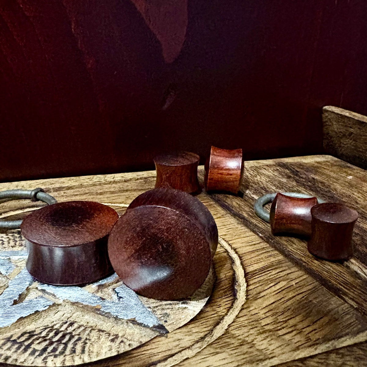 Sandalwood Red - Double Flared Wooden Ear Plug (Pair)