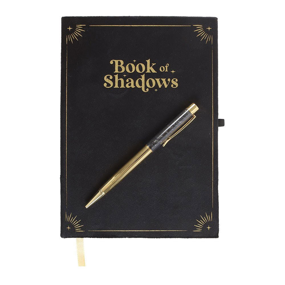 Book of Shadows Velvet Journal + Obsidian Crystal Pen