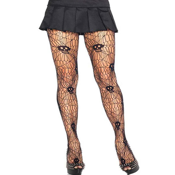Deadly Skulls Net Tights - Plus Size