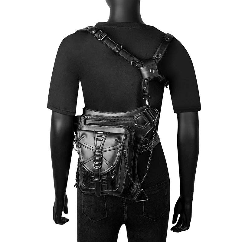 Punk Style Rivet Chain Bag: Black