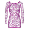 Distressed Web Net Purple Mini Dress
