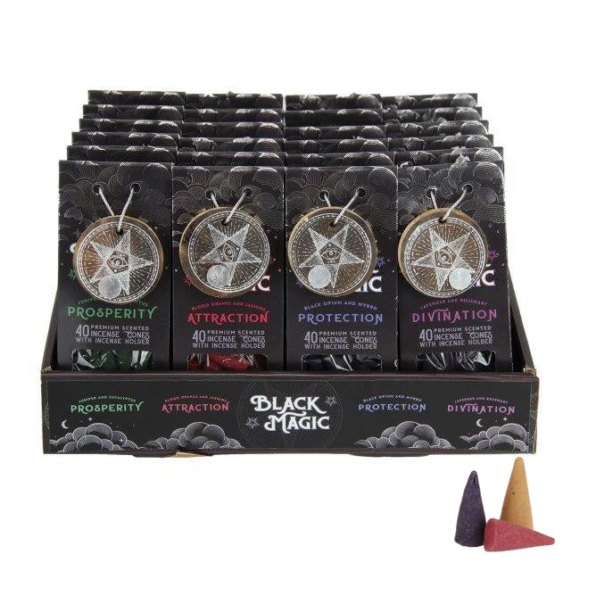 Black Magic Incense Cones with Burner Tile